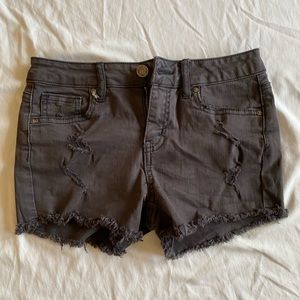 Black denim shorts
